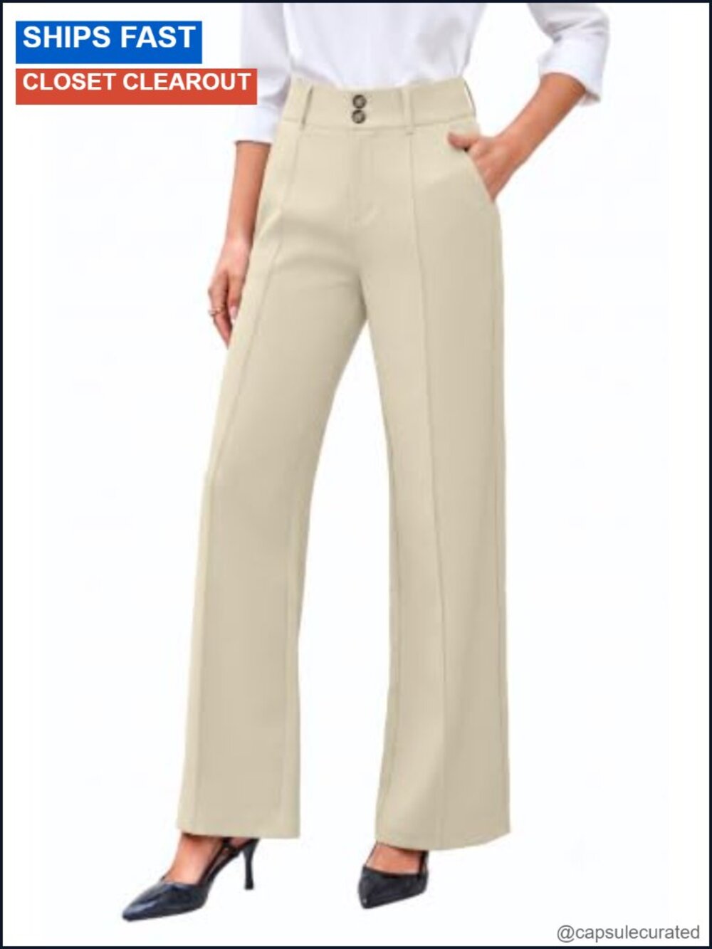 Straight Leg Work Pants Stretchy High Rise Trousers for Business